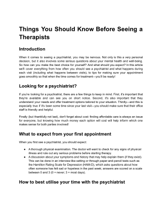 Things You Should Know Before Seeing a Therapists