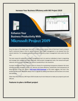 Increase Your Business Efficiency with MS Project 2019