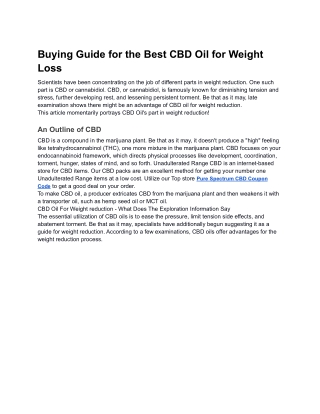 Buying Guide for the Best CBD Oil for Weight Loss