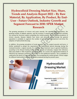 Hydrocolloid Dressing Market Size, Share, Trends and Analysis Report 2022