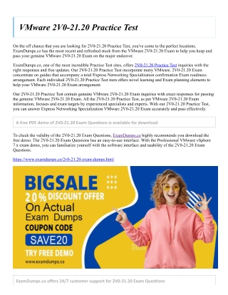 VMware 2V0-21.20 Practice Test