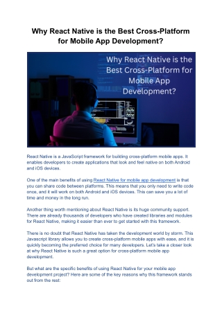 Why React Native is the Best Cross Platform for Mobile App Development?