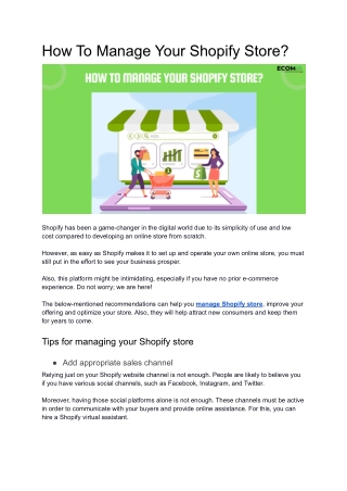 How To Manage Your Shopify Store?