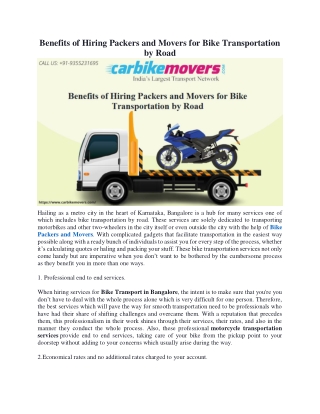 Benefits of Hiring Packers and Movers for Bike Transportation by Road