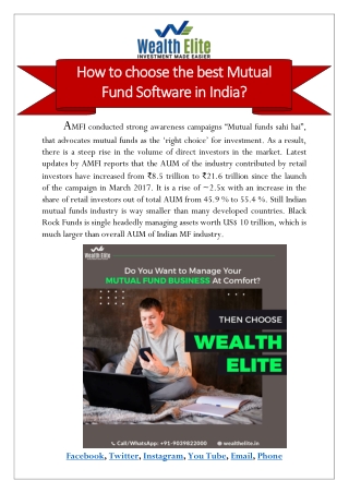 How to choose the best Mutual Fund Software in India