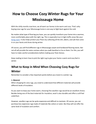 How to Choose Cozy Winter Rugs for Your Mississauga Home