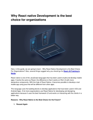 Why React native Development is the best choice for organizations