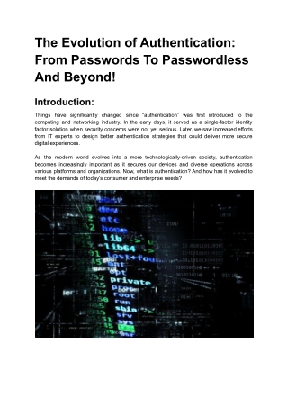 Evolution Of Authentication: From Passwords To Passwordless & Beyond!