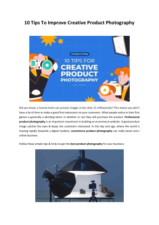 10 Tips To Improve Creative Product Photography