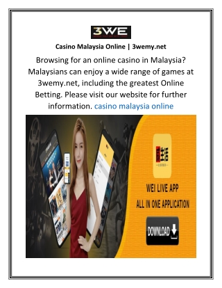 Casino Malaysia Online 3wemy.net