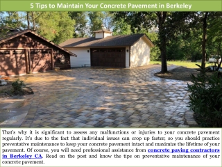 5 Tips to Maintain Your Concrete Pavement in Berkeley