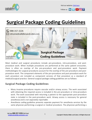 Surgical Package Coding Guidelines