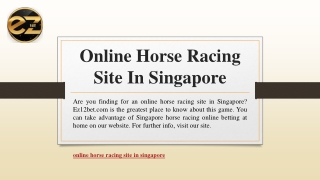 Online Horse Racing Site In Singapore | Ez12bet.com