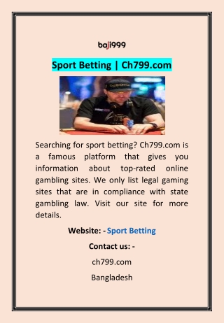 Sport Betting | Ch799.com
