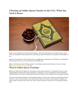 Choosing an Online Quran Teacher in the USA