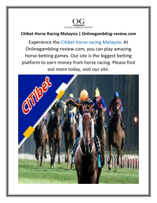 Citibet Horse Racing Malaysia  Onlinegambling-review.com