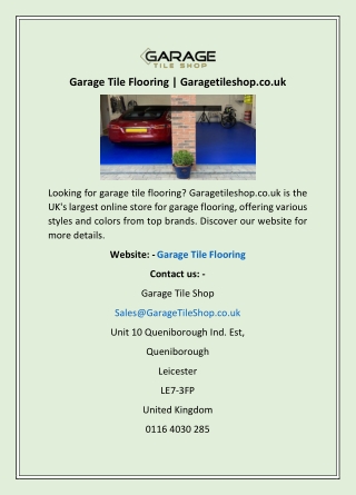 Garage Tile Flooring | Garagetileshop.co.uk