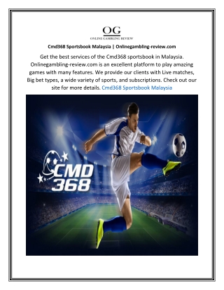 Cmd368 Sportsbook Malaysia  Onlinegambling-review.com