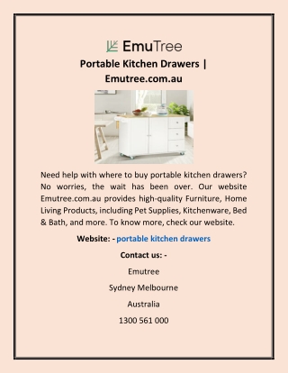 Portable Kitchen Drawers | Emutree.com.au