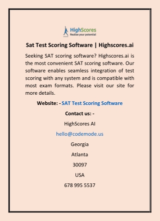 Sat Test Scoring Software | Highscores.ai