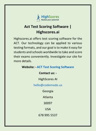 Act Test Scoring Software | Highscores.ai