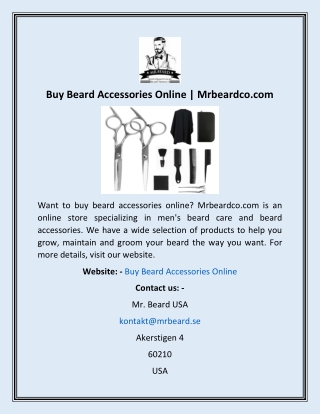 Buy Beard Accessories Online  Mrbeardco