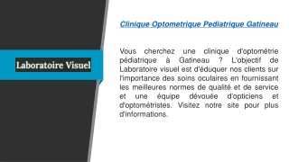 Clinique d'optométrie pédiatrique de Gatineau Laboratoirevisuel.ca