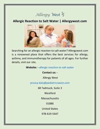 Allergic Reaction to Salt Water  Allergywest