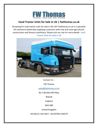 Used Tractor Units for Sale in Uk  Fwthomas.co.uk