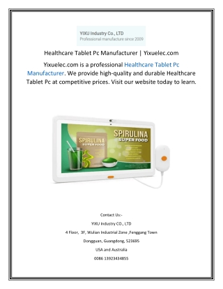 Healthcare Tablet Pc Manufacturer  Yixuelec.com