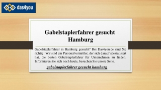 Gabelstaplerfahrer gesucht Hamburg  Das4you.de