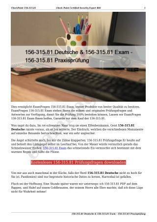 156-315.81 Deutsche & 156-315.81 Exam - 156-315.81 Praxisprüfung