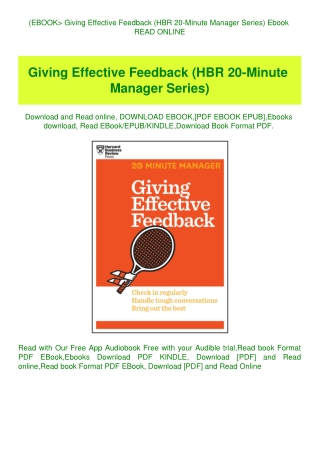 (EBOOK Giving Effective Feedback (HBR 20-Minute Manager Series) Ebook READ ONLINE