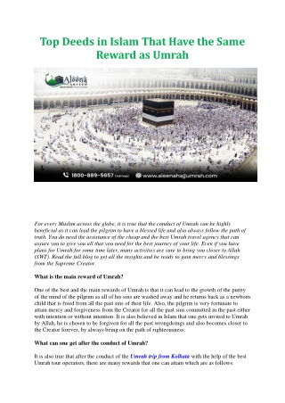 Top Deeds in Islam That Have the Same Reward as Umrah