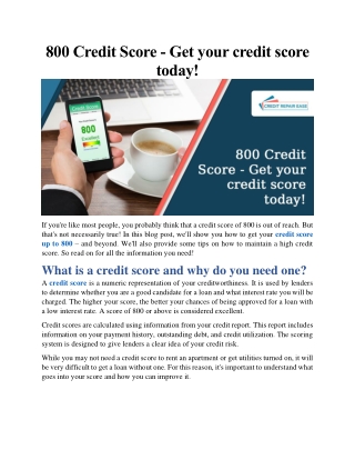 800 Credit Score - Get your credit score today!