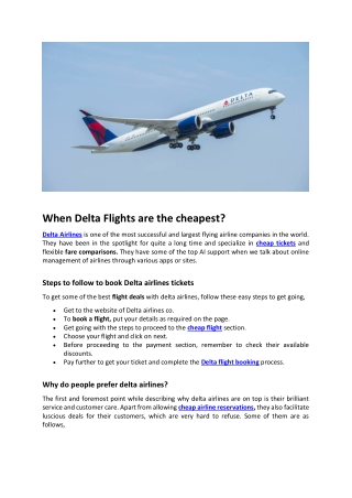When Are Delta Flights The Cheapest