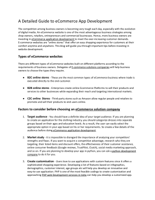 A Detailed Guide to eCommerce App Development