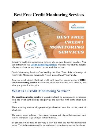 Best Free Credit Monitoring Services