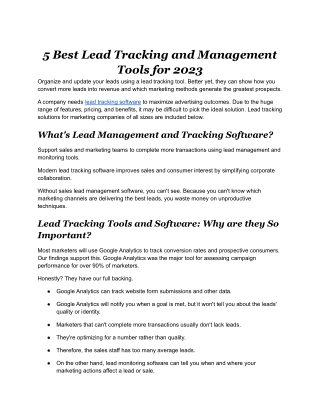 5 Best Lead Tracking and Management Tools for 2023.