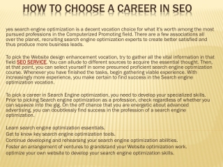 How To Choose A Career In SEO