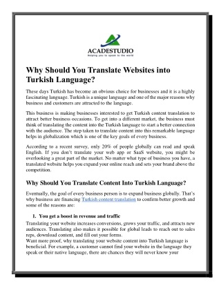 Why Should You Translate Websites into Turkish Language?