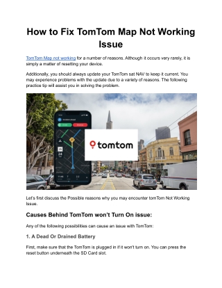 How to Fix TomTom Map Not Working Issue