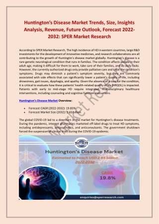 Huntington’s Disease Market