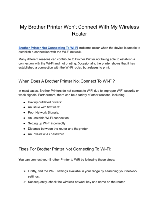 Brother Printer Not Connecting To Wi-Fi | How To Fix