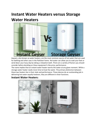 Instant Water Heaters versus Storage Water Heaters - IttefaqSay electronics