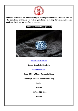 Gemstone certificate