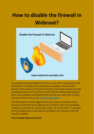 How to disable the firewall in Webroot