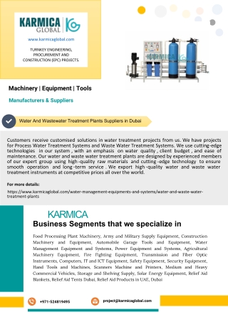 Water And Wastewater Treatment Plants Suppliers in Dubai