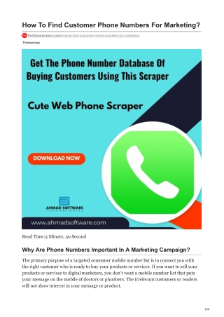 How To Find Customer Phone Numbers For Marketing