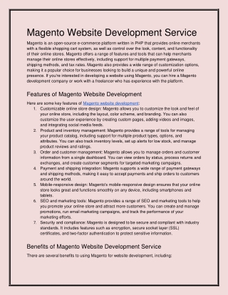 Magento Website Development Service Company